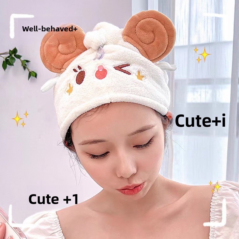 Hair Turban Towel - かわいいカワイイ羊柄ドライヘアキャップ 超吸水速乾ヘアタオル 和風レイジーラップドライヘアキャップ