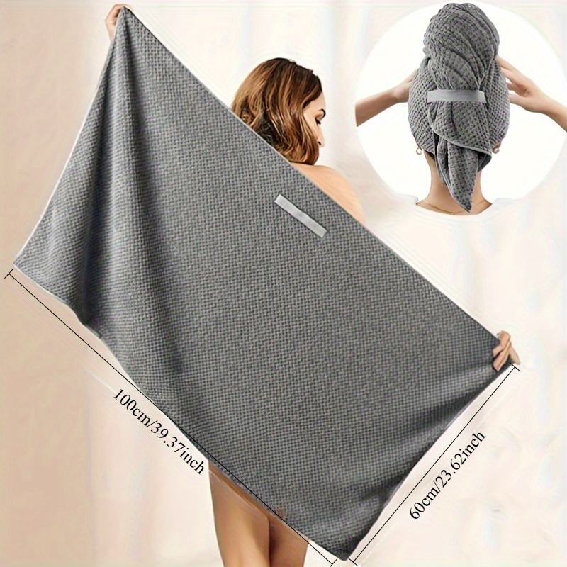 Hair Turban Towel - マイクロファイバーヘアタオル特大サイズ速乾ヘアタオルラップ、伸縮性バンド付き、超吸収性ソフトヘアタオルラップターバン