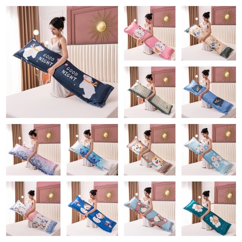 Satin Pillowcase Silk - クール夏 120/150/180 センチメートルロング枕カバーカップルボディ枕カバーアイスシルクサテン生地枕ケース睡眠カバーベッドソファ