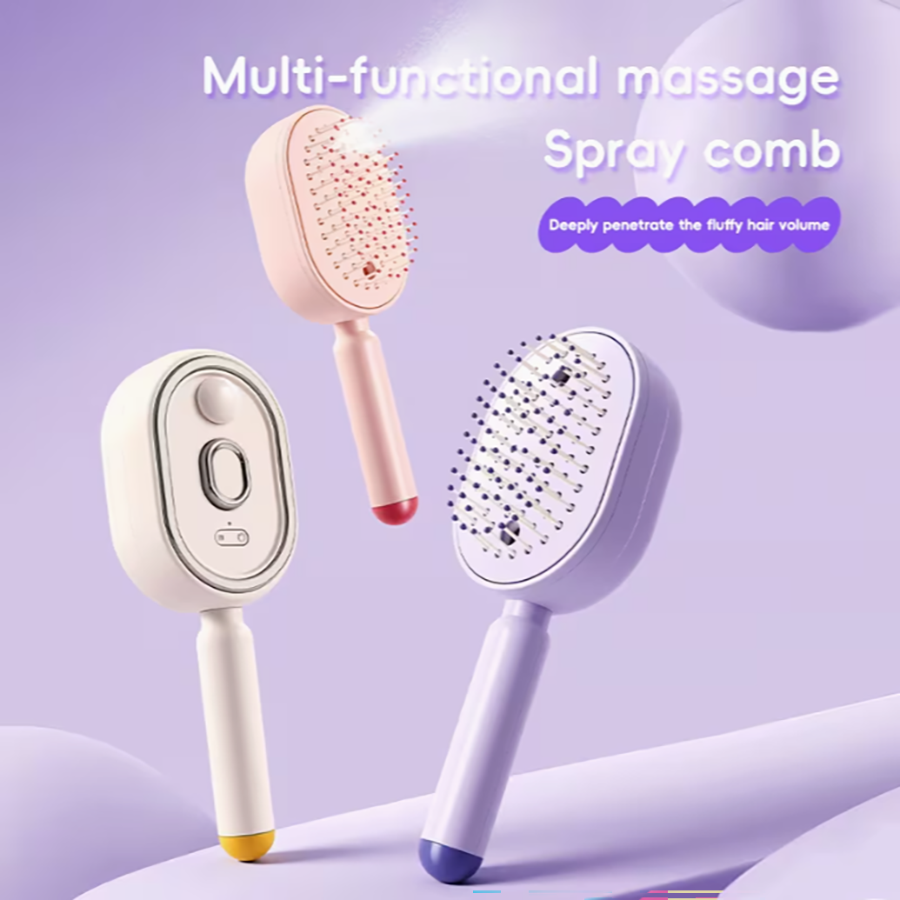 Hair Care Gift - 多機能マッサージコーム、電動スプレーエアクッション頭皮マッサージ器、セルフクリーニングエッセンシャルオイルヘアケアコーム、女性へのギフト
