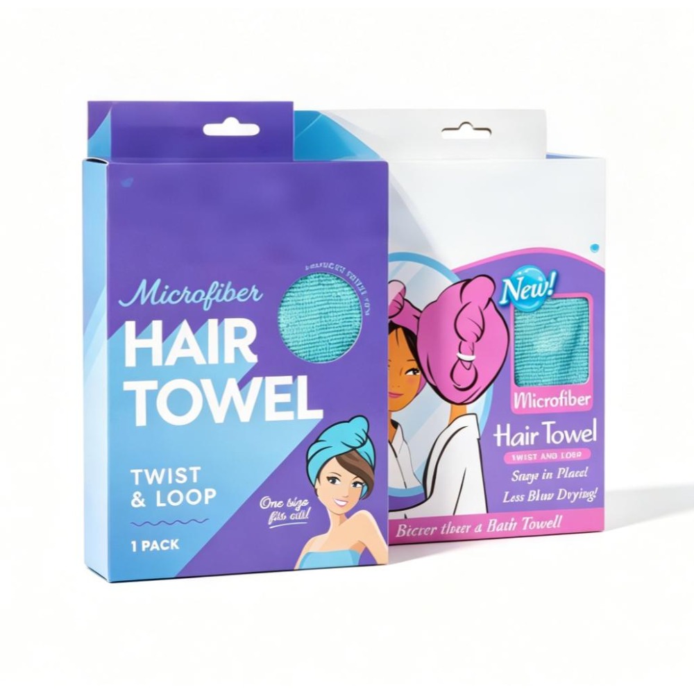 Hair Turban Towel - 孔雀青色のマイクロファイバーヘアツイストタオル、速乾性、縮れ防止ヘアターバン、大人と子供の旅行用
