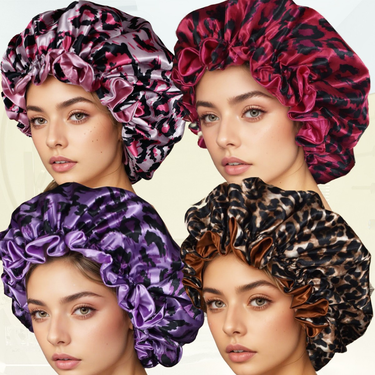Hair Care Sunsilk - 夏用サテン二重層ナイトキャップヘアケア化学療法用大きなつば付きシルク風帽子日焼け止めと日よけ