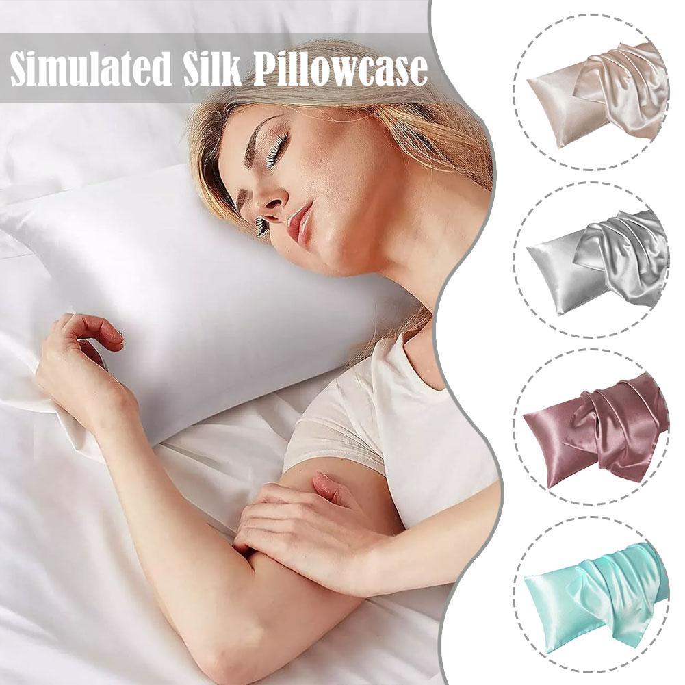 Satin Pillowcase Silk - 高級サテン枕カバーヘアスキンシルクサテン枕カバー 51 × 66/76 センチメートル枕カバーセットシルキー枕カバー封筒閉鎖