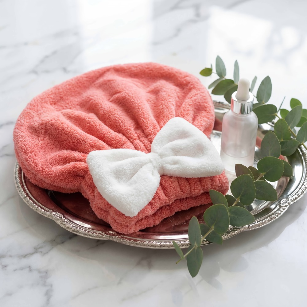 Hair Turban Towel - マイクロファイバーヘアドライキャップ、速乾ヘアタオルラップ、ボウデザインの超吸収ヘアターバン、ソフトシャワーヘッドラップ