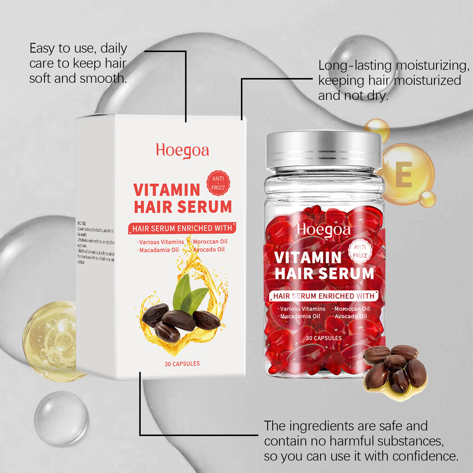 Hair Care Oil Serum - ビタミン ヘアケア セラム カプセル 再成長促進 オイルコントロール