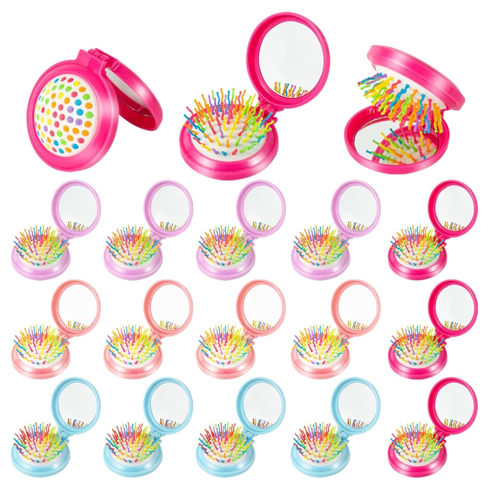 Hair Care Japanese - 折りたたみ式トラベルヘアブラシ ミラー付き ミニポータブルポケットエアクッションコーム コンパクトラウンド もつれ解消マッサージヘアブラシ ギフト