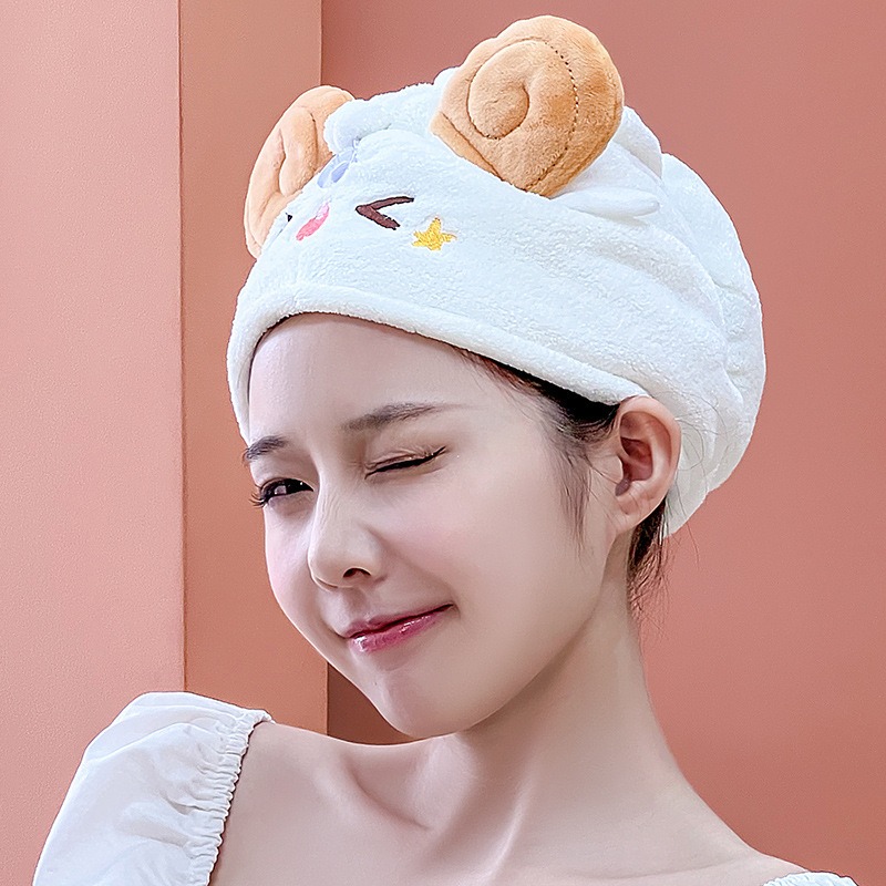 かわいいカワイイ羊柄ドライヘアキャップ 超吸水速乾ヘアタオル - Hair Turban Towel のレビューと価格