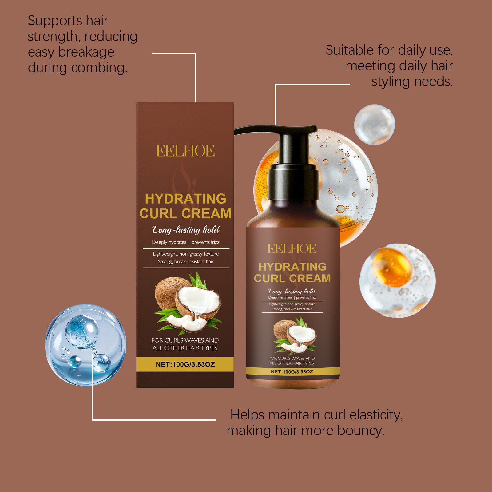 ウェーブヘアとカールヘア用のカールスタイリングクリーム、縮れ - Hair Care Nature のレビューと価格
