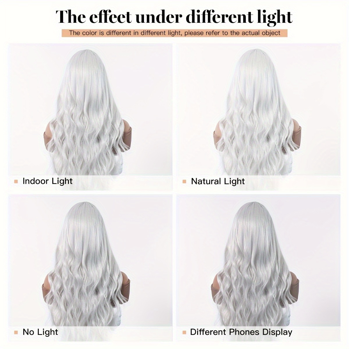安信ブランド合成繊維ウィッグ：シルバーホワイトの自然な大きな - Hair Care Nature のレビューと価格