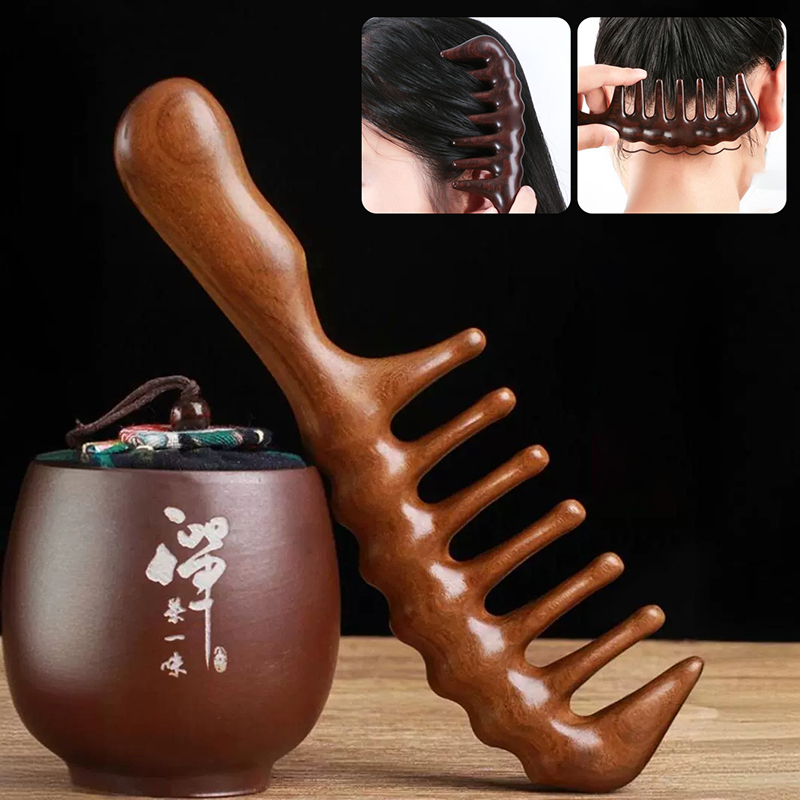 天然白檀の櫛、静電気防止木製櫛、マッサージ、細長い歯、もつれ - Hair Care Gift のレビューと価格