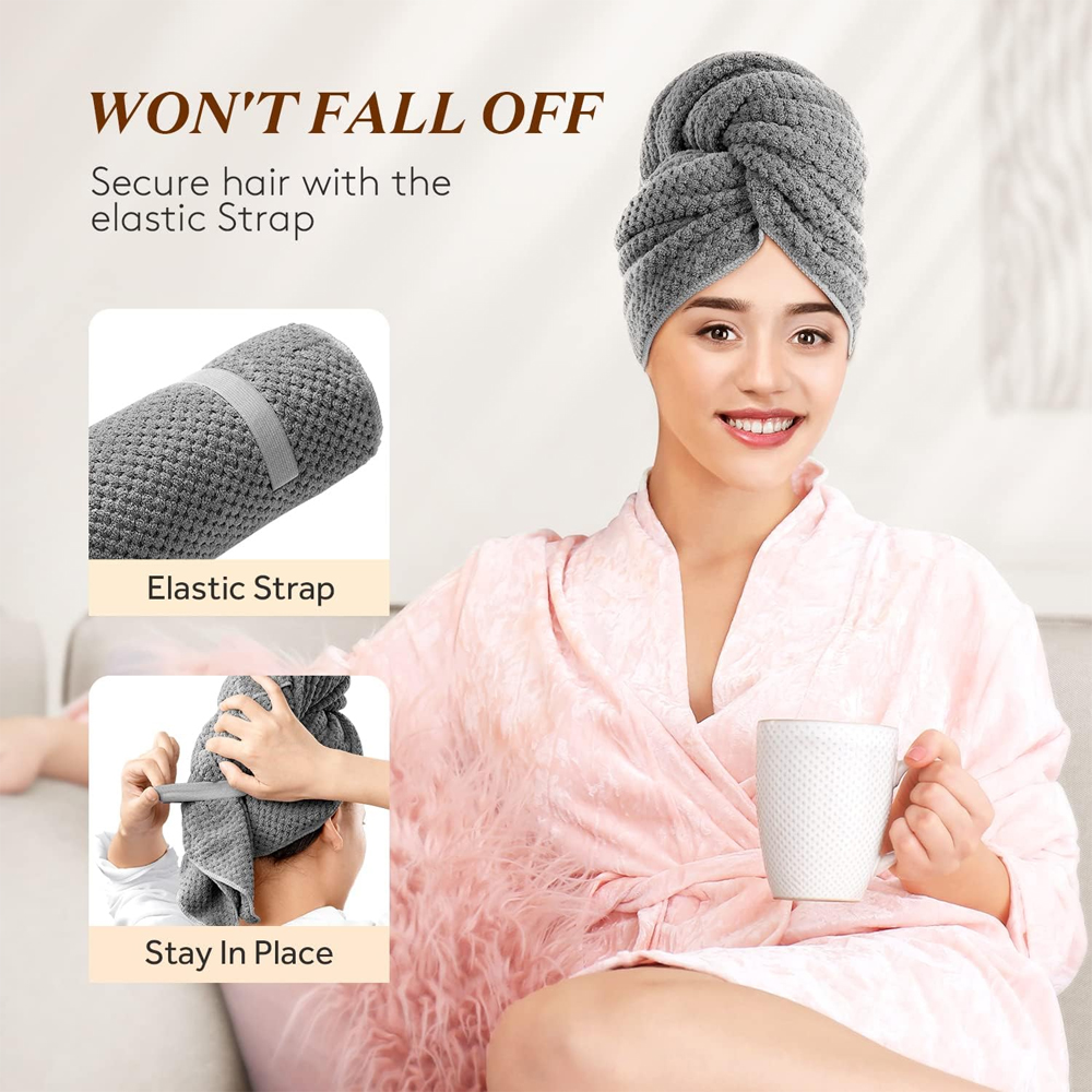 マイクロファイバーヘアタオル特大サイズ速乾ヘアタオルラップ、 - Hair Turban Towel のレビューと価格