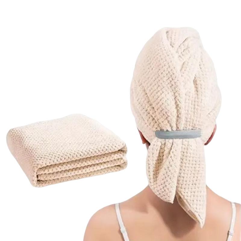 超吸収性コーラルベルベットヘアドライタオル、速乾ヘアラップ、 - Hair Turban Towel のレビューと価格