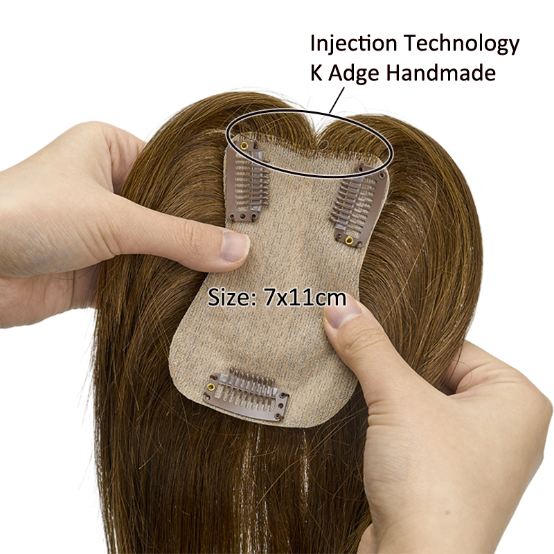 7 × 11 センチメートル女性かつら人毛ウィッグストレート - Clip In Hair Piece のレビューと価格