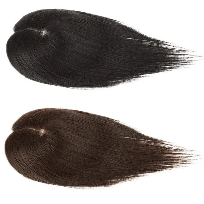 シルクベーストップ女性トッパークリップ本物の人毛かつら人毛エ - Clip In Hair Piece のレビューと価格