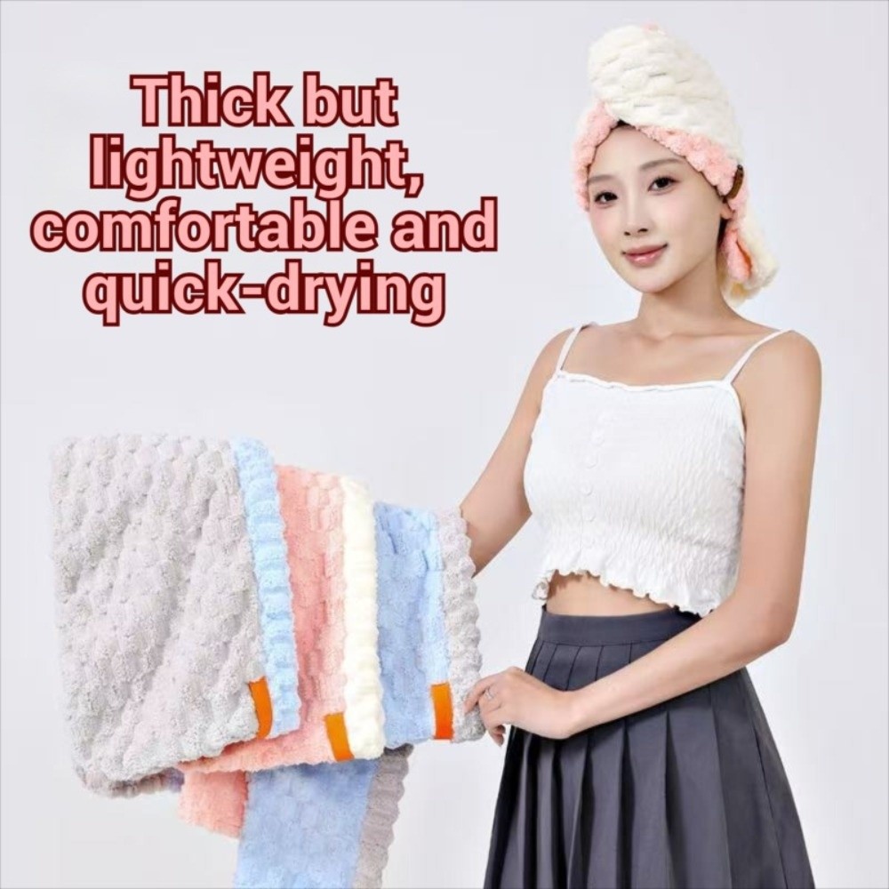 再利用可能な特大速乾ヘアタオル、幅広のつば付き、柔らかく超吸 - Hair Turban Towel のレビューと価格
