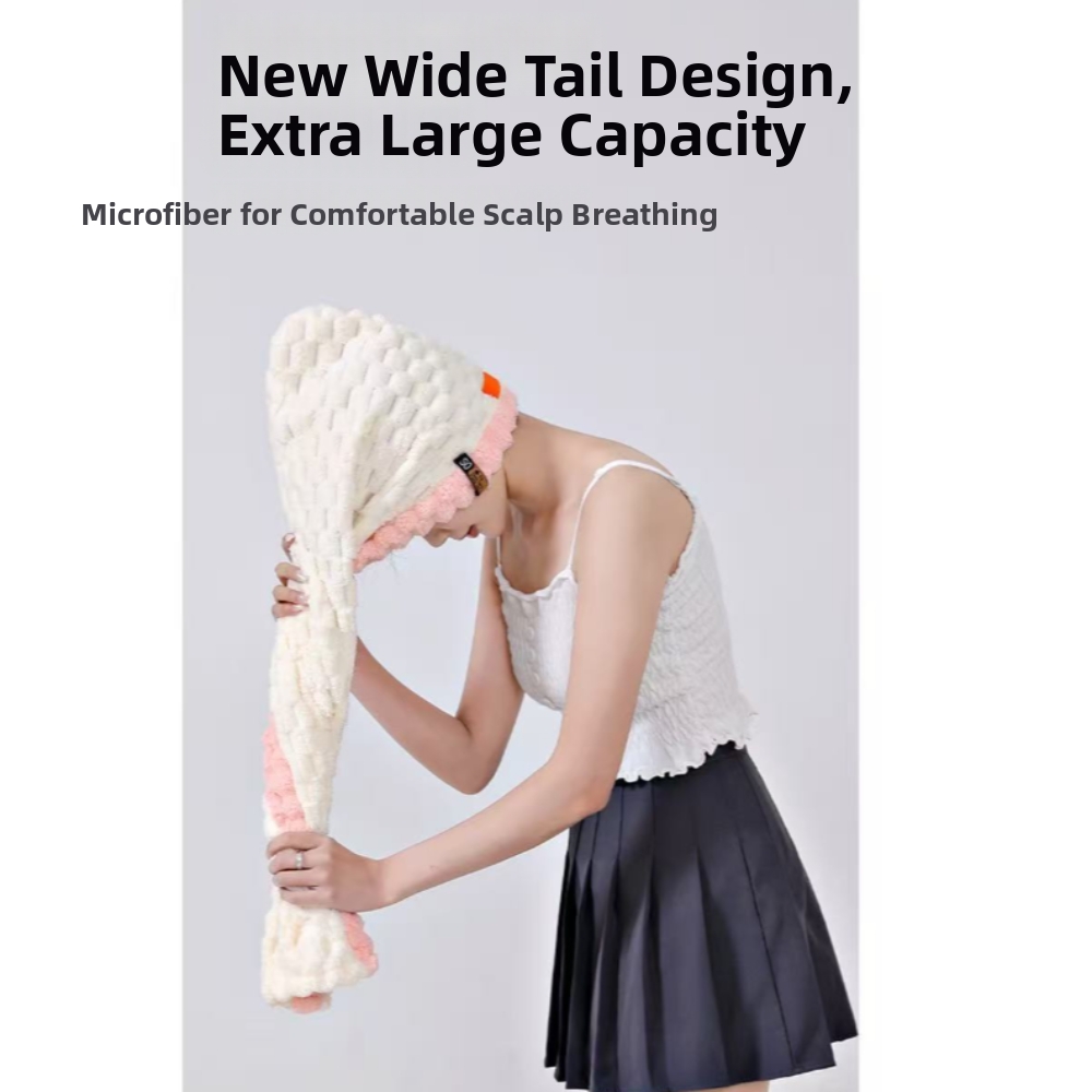 再利用可能な特大速乾ヘアタオル、幅広のつば付き、柔らかく超吸 - Hair Turban Towel のレビューと価格