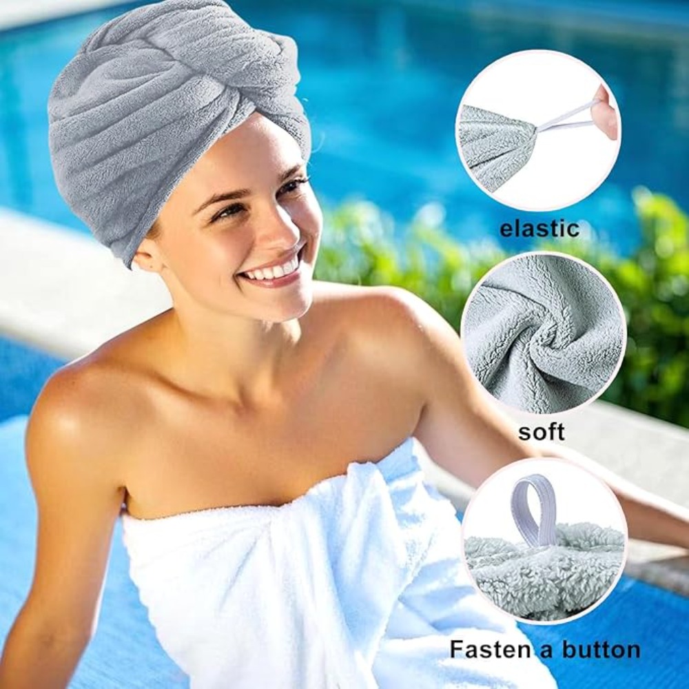 速乾ヘアタオルラップ　縮れ防止マイクロファイバー乾燥タオル　 - Hair Turban Towel のレビューと価格