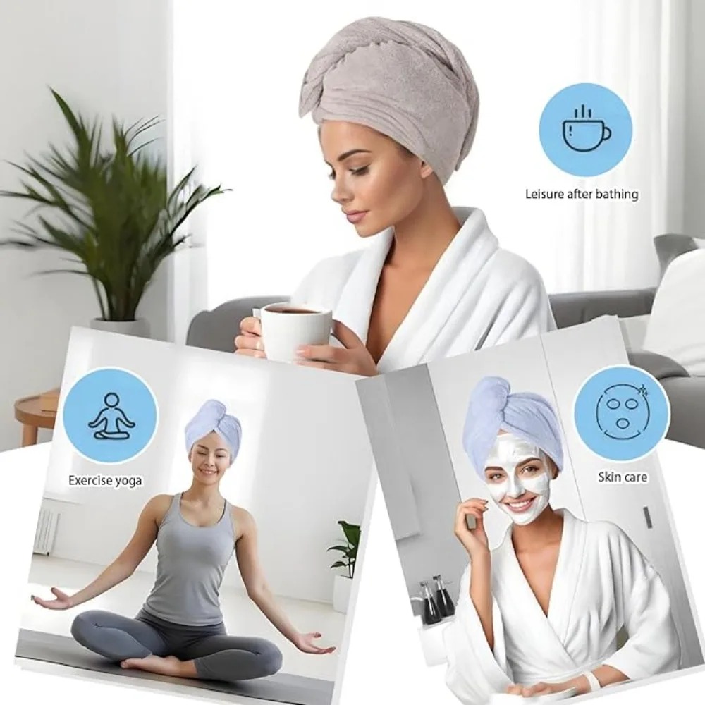 速乾ヘアタオルラップ　縮れ防止マイクロファイバー乾燥タオル　 - Hair Turban Towel のレビューと価格