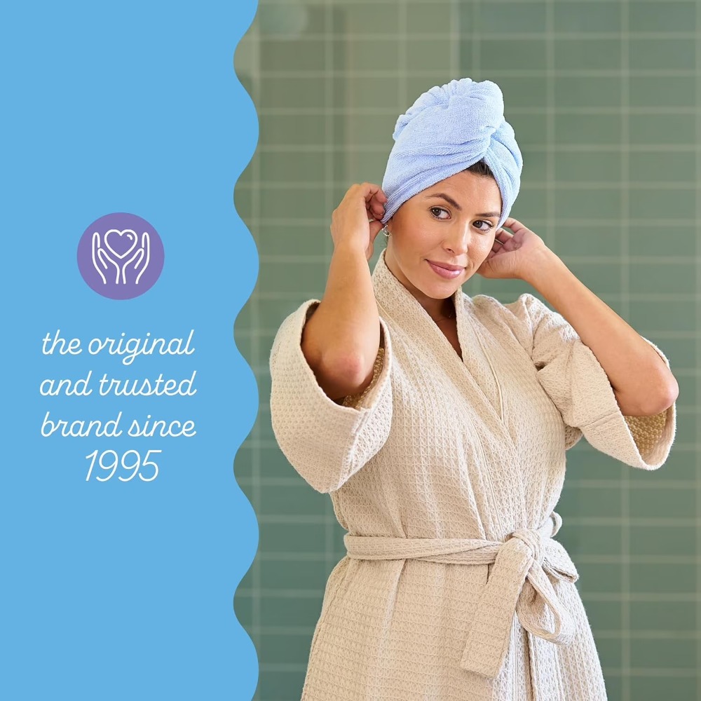 孔雀青色のマイクロファイバーヘアツイストタオル、速乾性、縮れ - Hair Turban Towel のレビューと価格