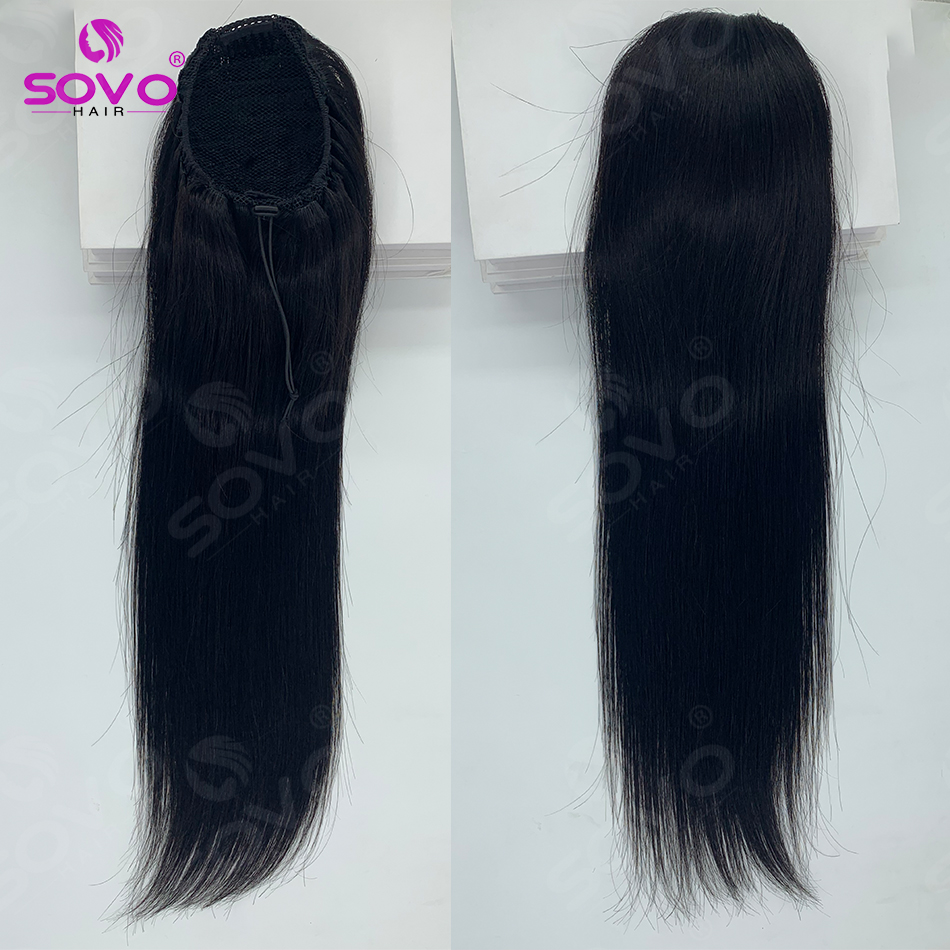 100%レミーブラジリアンストレート人毛ポニーテール、ドロー - Clip In Hair Piece のレビューと価格