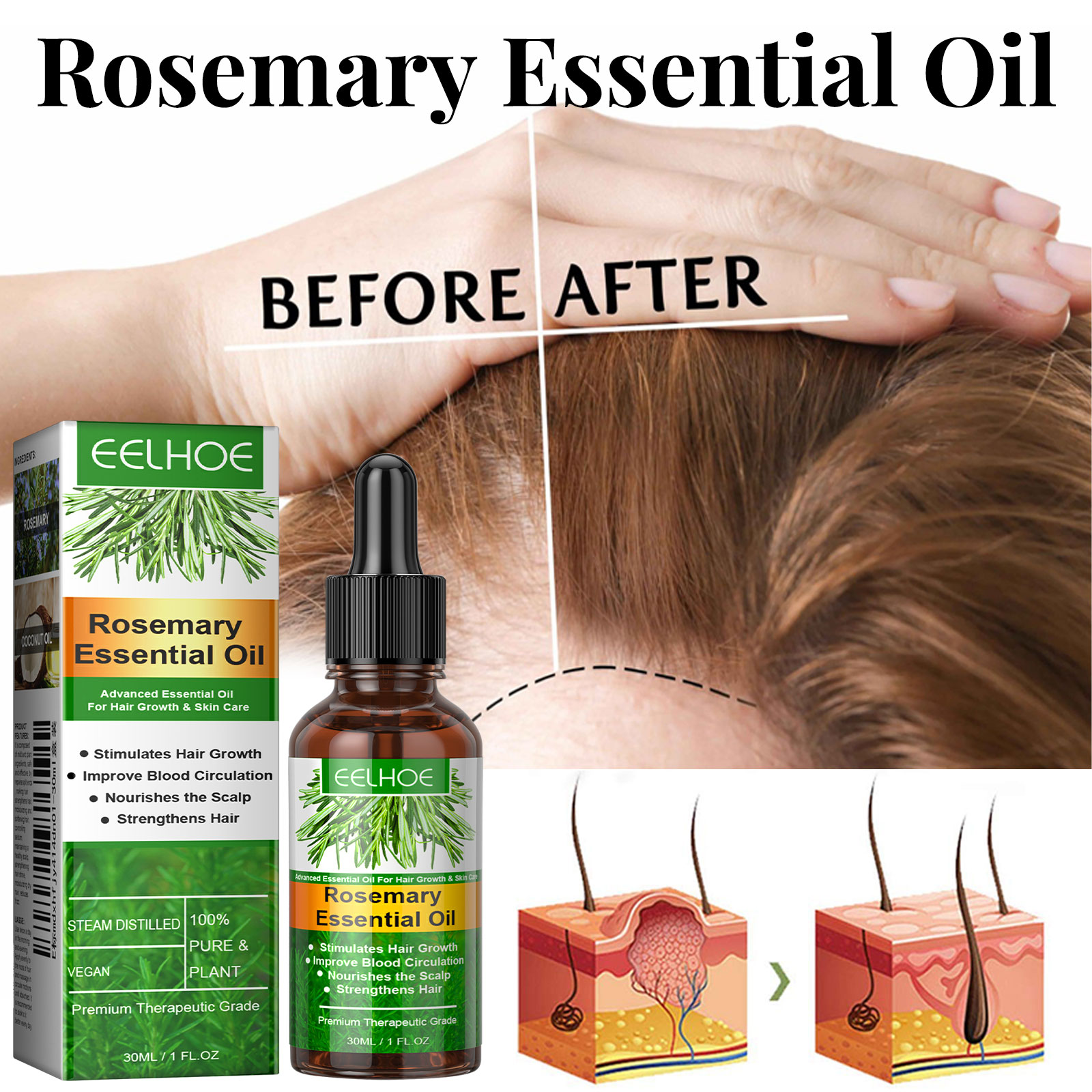 育毛血清高速成長ヘアケアセットエッセンシャルオイル濃密な再成 - Hair Care Fragrance Essential Oil のレビューと価格