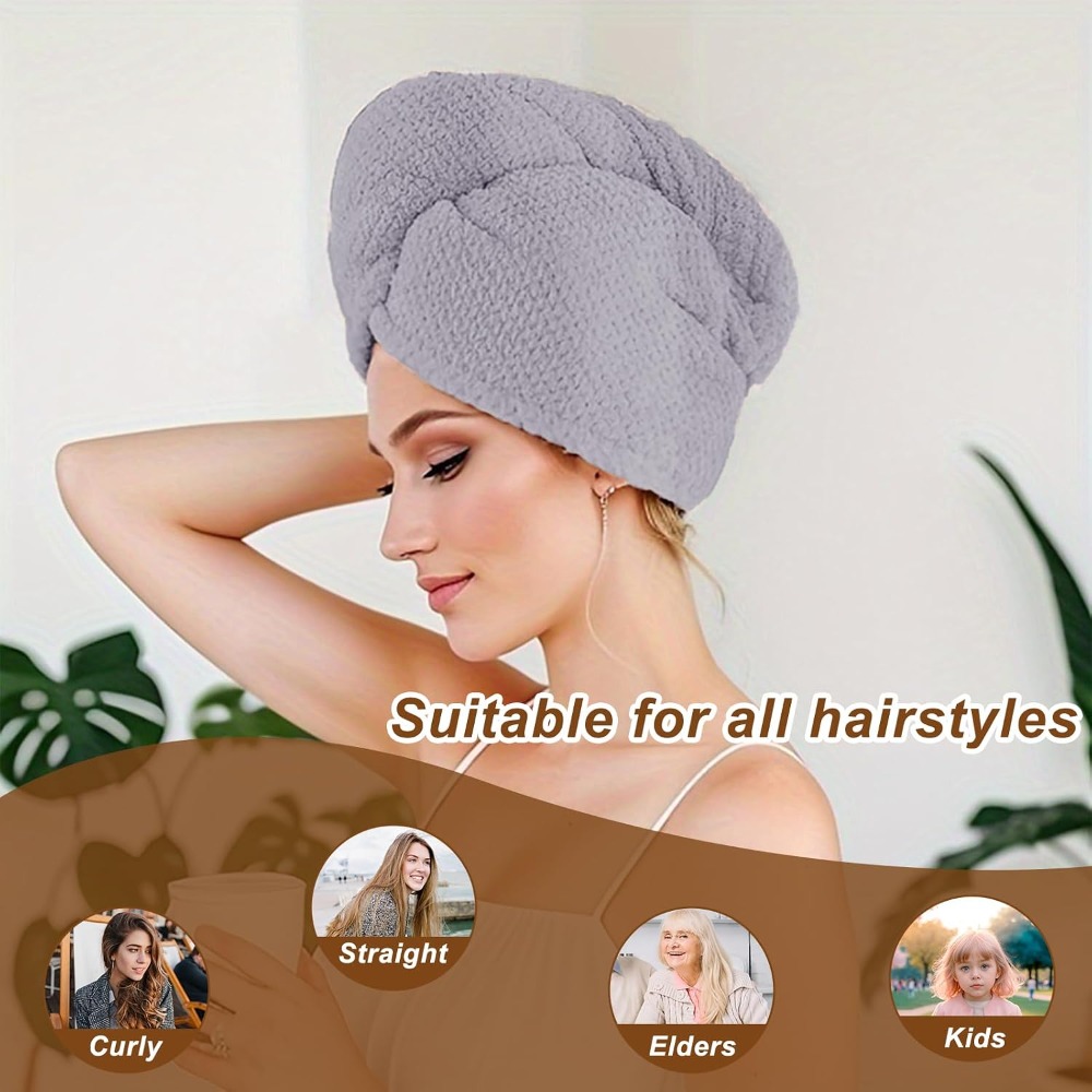 マイクロファイバーヘアタオルラップ 女性用 3枚組 ソフト速 - Hair Turban Towel のレビューと価格