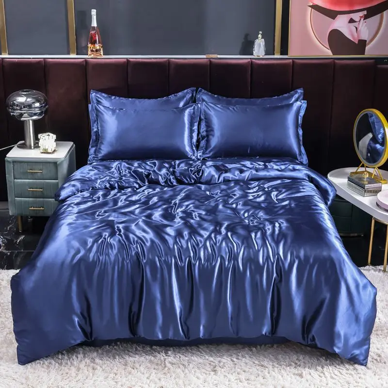 北欧サテンシルク寝具セット布団カバーベッドシート枕カバー高級 - Satin Pillowcase Silk のレビューと価格