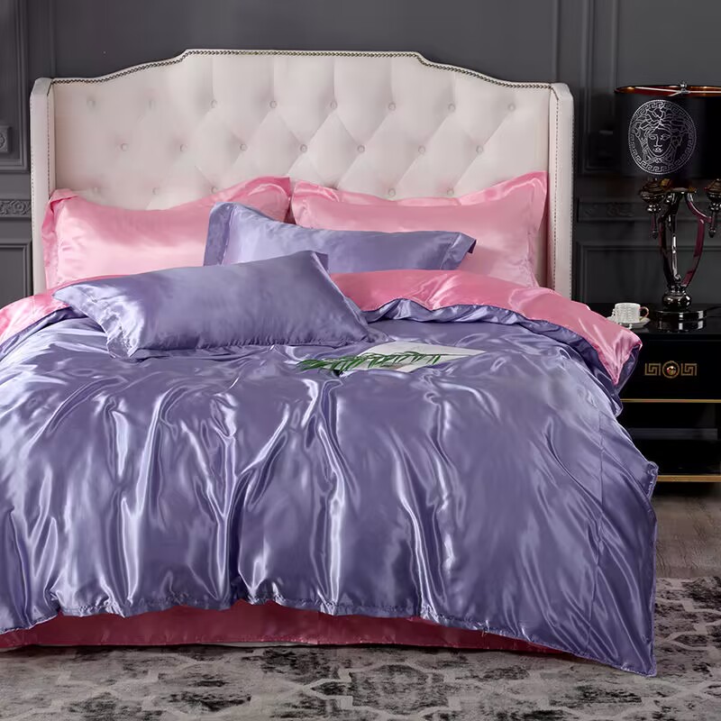 天然桑シルク混紡生地布団カバーセットサテン高品質キング寝具セ - Satin Pillowcase Silk のレビューと価格
