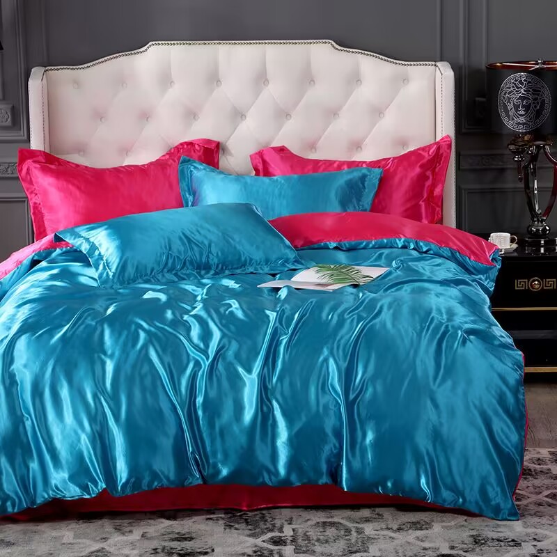 天然桑シルク混紡生地布団カバーセットサテン高品質キング寝具セ - Satin Pillowcase Silk のレビューと価格