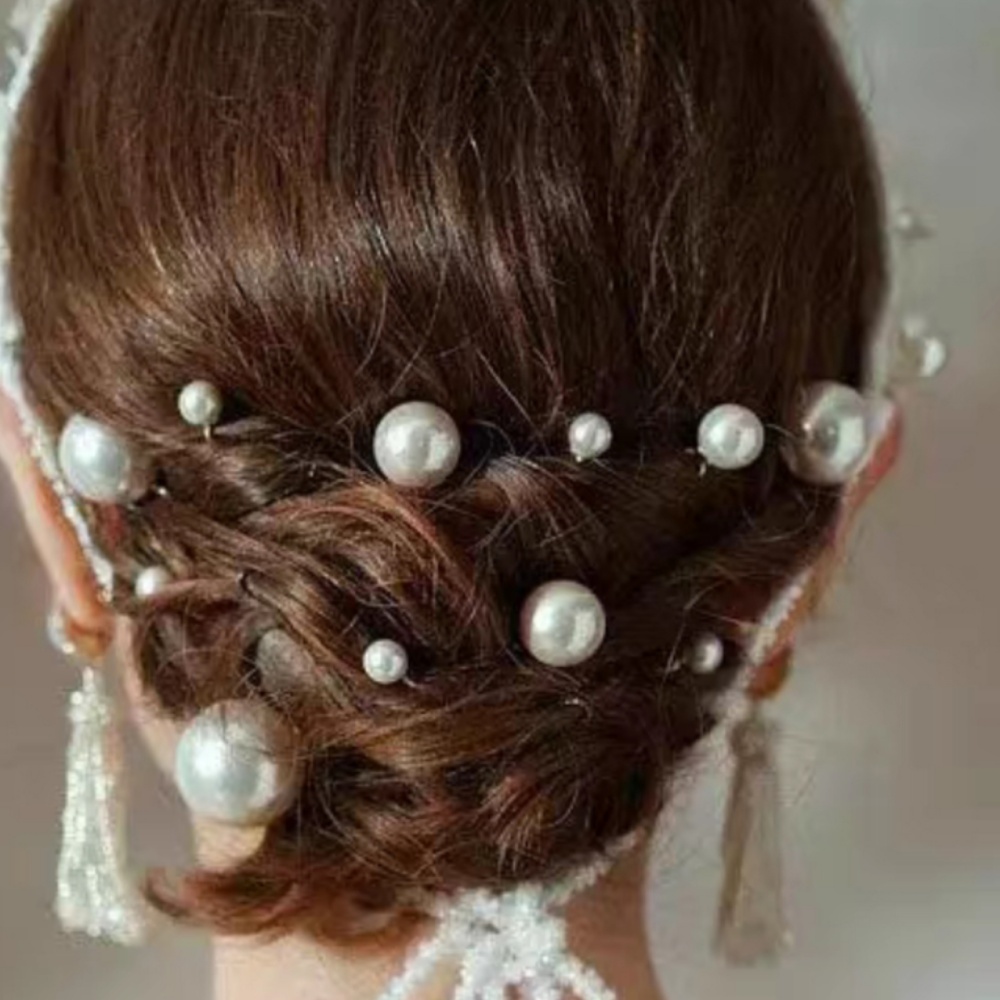 パールクリスタルヘアピンコームセットブライダルウェディングヘ - Clip In Hair Piece のレビューと価格