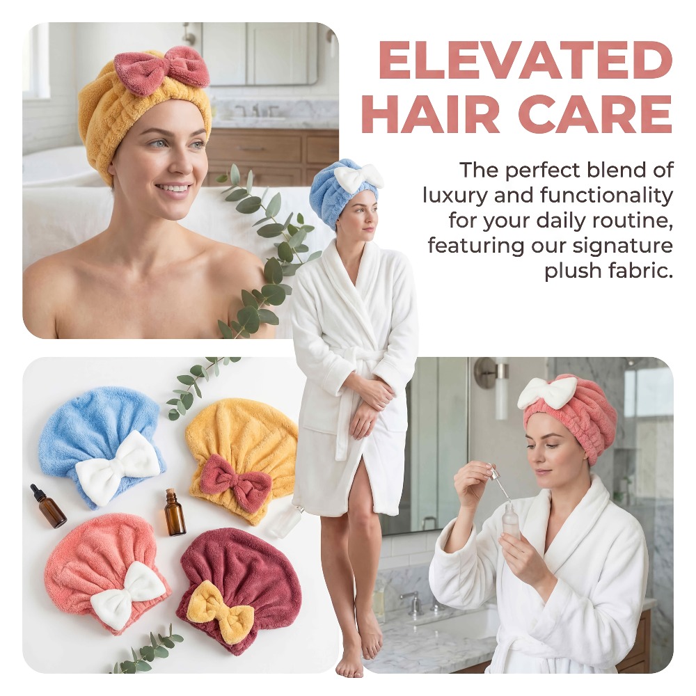マイクロファイバーヘアドライキャップ、速乾ヘアタオルラップ、 - Hair Turban Towel のレビューと価格