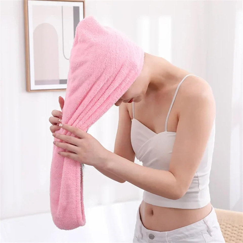 1PC コーラルフリースヘアタオルラップ女性速乾性ヘア乾燥キ - Hair Turban Towel のレビューと価格