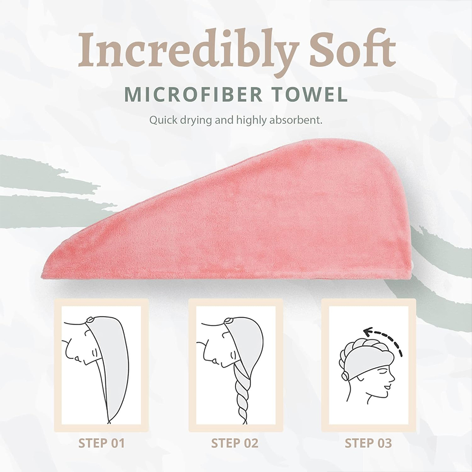 1PC コーラルフリースヘアタオルラップ女性速乾性ヘア乾燥キ - Hair Turban Towel のレビューと価格