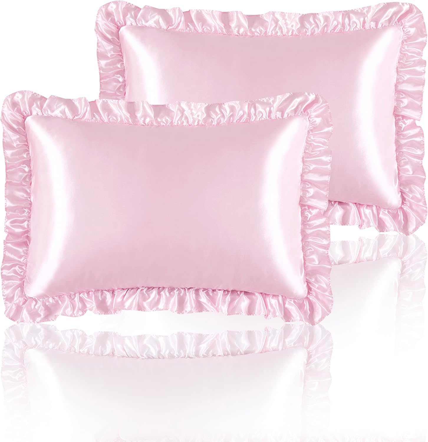 2 個のサテンフリル枕カバー、髪と肌用、無地のシルク枕カバー - Satin Pillowcase Silk のレビューと価格