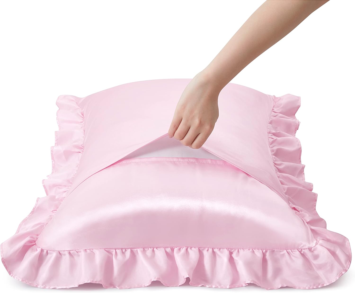 2 個のサテンフリル枕カバー、髪と肌用、無地のシルク枕カバー - Satin Pillowcase Silk のレビューと価格