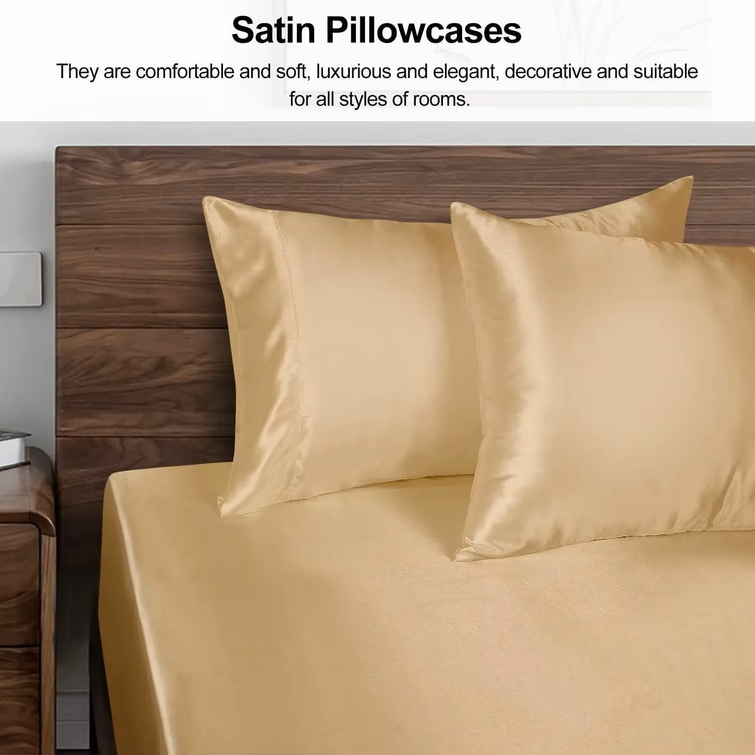 1枚入りサテン枕カバー、髪に優しいシルクのような肌触り、滑ら - Satin Pillowcase Silk のレビューと価格