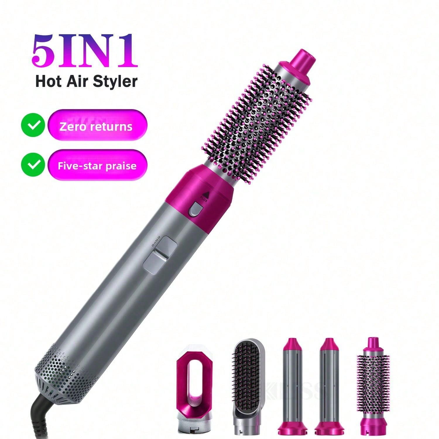 新世代の強力吸引5in1ホットエアコーム、多機能ヘッドチェン - Hair Care Gift のレビューと価格