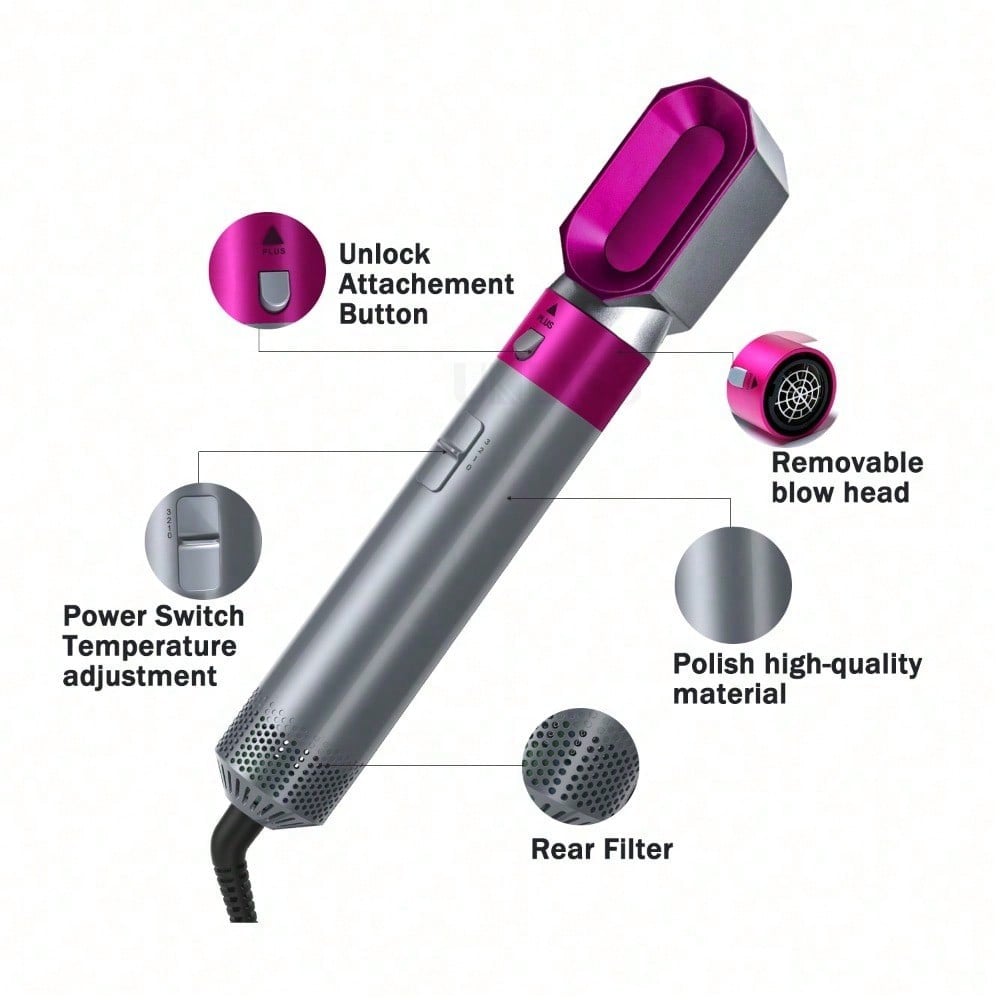 新世代の強力吸引5in1ホットエアコーム、多機能ヘッドチェン - Hair Care Gift のレビューと価格